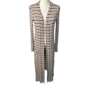 Evereve Peyton Jensen Jenny Striped Duster Cardigan Womens Small Preppy‎ Classic